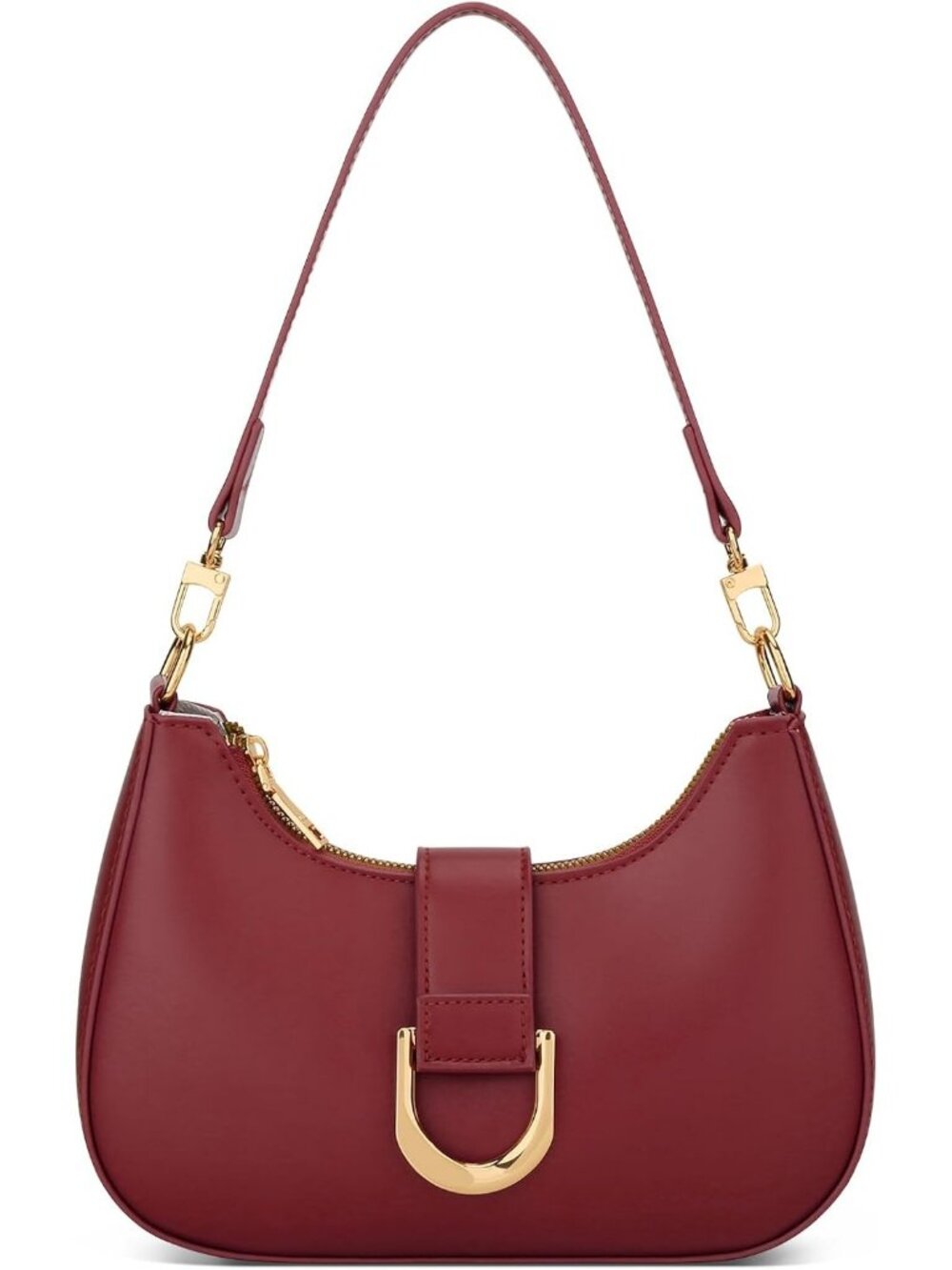 Women's Red Vegan Leather Cute Trendy Purse Gold Chain Shoulder Bag
